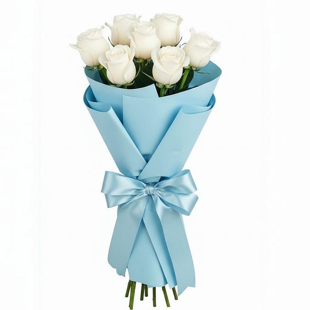 Букет 7 белых роз Проуд в Барышево