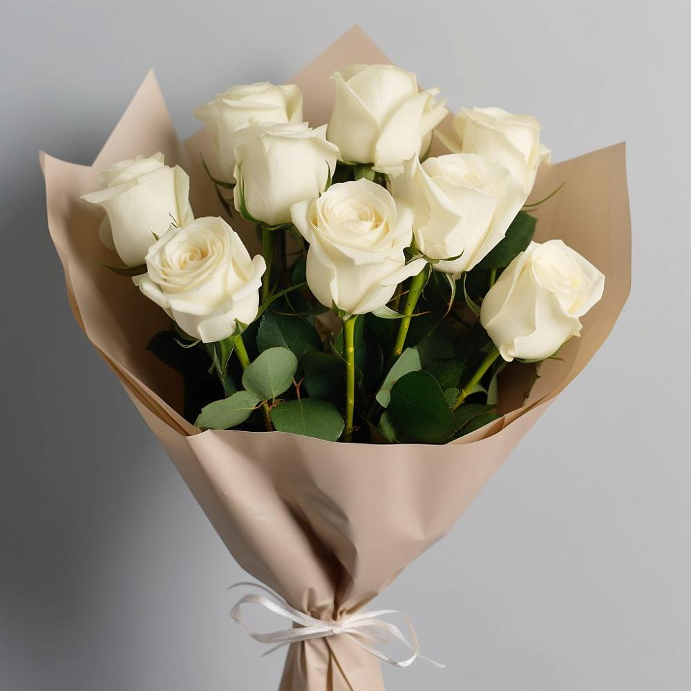 Букет 9 Белых роз Эдлесс Лав в Барышево