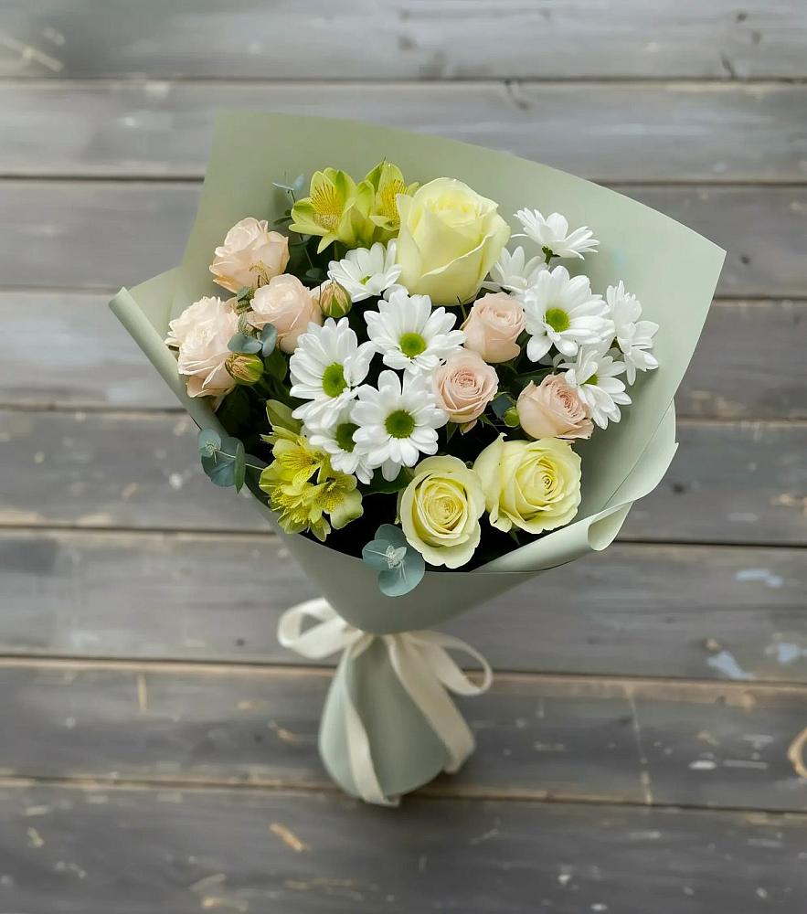 Букет цветов из: Альстромерии, Розы и Хризантемы в Барышево