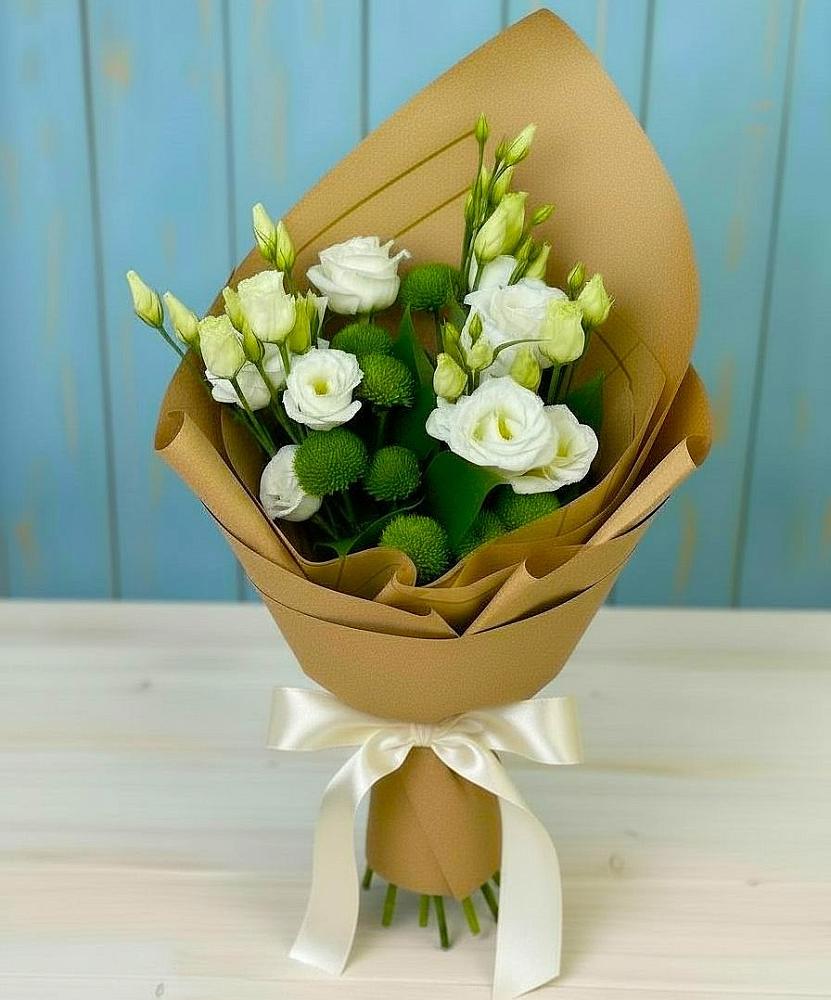 Букет цветов из: Хризантемы и Лизиантусы в Барышево