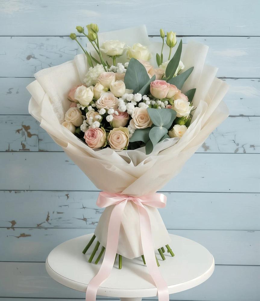 Букет цветов из: Розы и Лизиантусы в Барышево