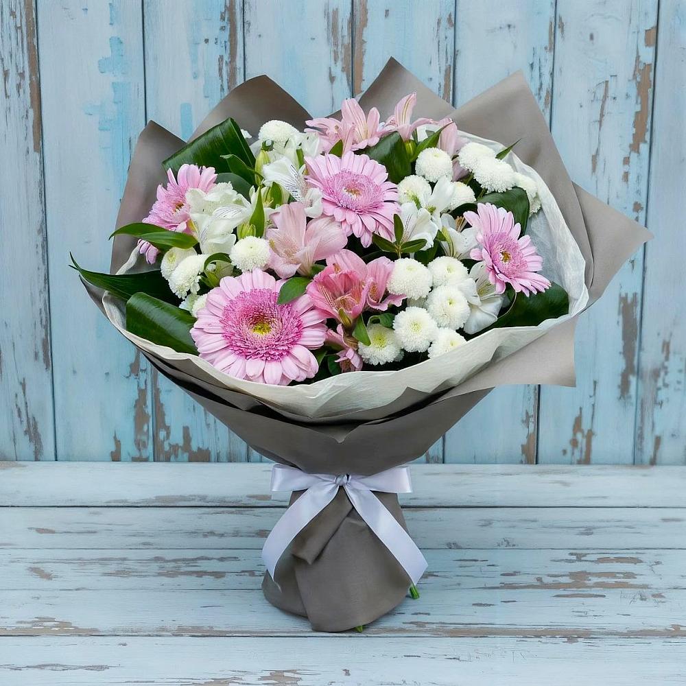 Букет цветов из: Герберы, Альстромерии и Хризантемы в Барышево